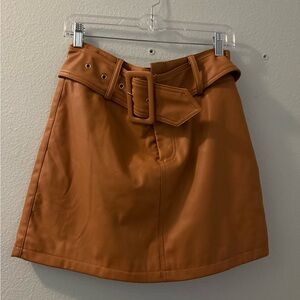 SHEIN Tan Belted A-Line Skirt